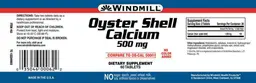 Label for Oyster Shell Calcium 500 mg