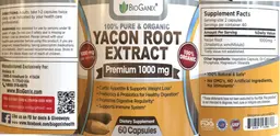 Label for Yacon Root Extract 1000 mg