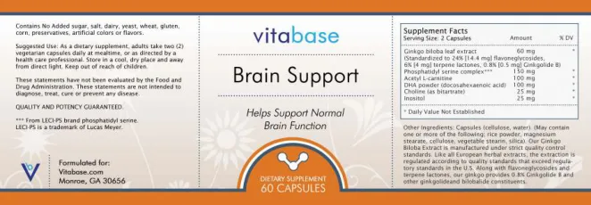 Label for Brain Support