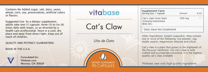 Label for Cat's Claw