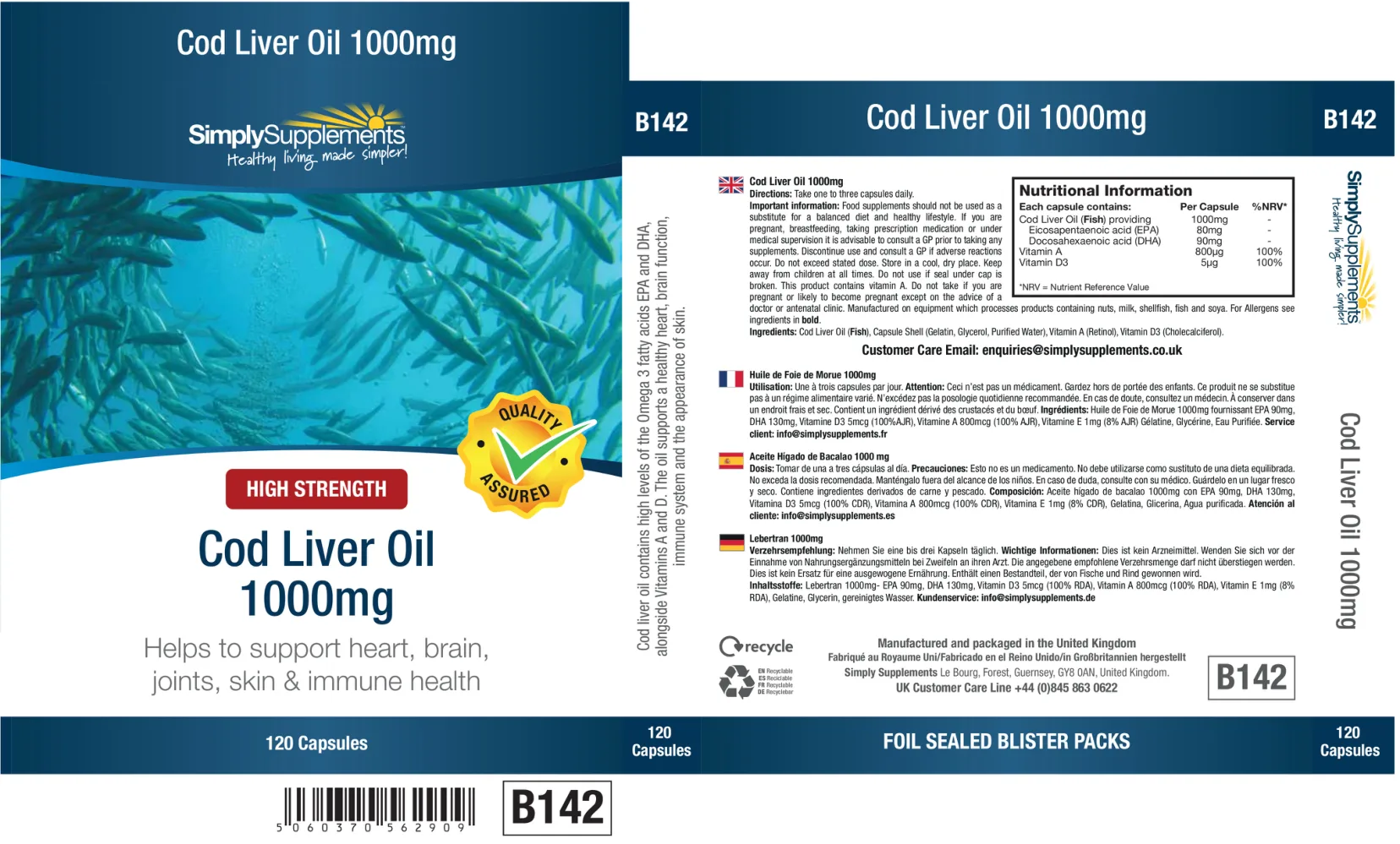 Label for Cod Liver Oil 1000 mg