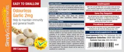 Label for Odourless Garlic 2 mg