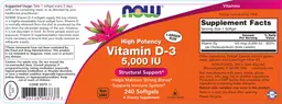 Label for High Potency Vitamin D-3 5,000 IU