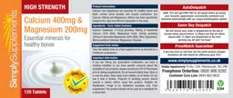 Label for High Strength Calcium 400 mg & Magnesium 200 mg