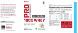 Label for 100% Whey Natural Vanilla