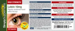 Label for High Strength Lutein 10 mg