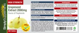 Label for High Strength Grapeseed Extract 2000 mg