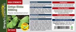 Label for High Strength Ginkgo Biloba 6000 mg