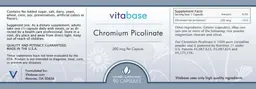 Label for Chromium Picolinate 200 mcg