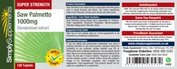 Label for Super Strength Saw Palmetto 1000 mg