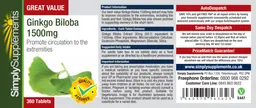 Label for Ginkgo Biloba 1500 mg