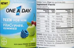 Label for Teen for Him VitaCraves Gummies