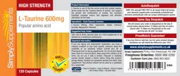 Label for High Strength L-Taurine 600 mg