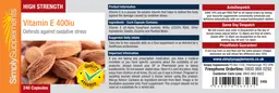 Label for High Strength Vitamin E 400 IU