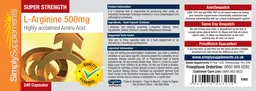 Label for Super Strength L-Arginine 500 mg