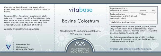 Label for Bovine Colostrum