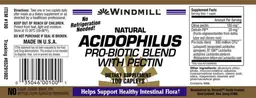 Label for Natural Acidophilus Pro-Biotic Blend with Pectin