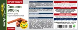 Label for Super Strength Cinnamon 2000 mg