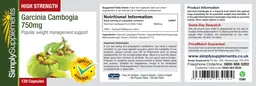 Label for High Strength Garcinia Cambogia 750 mg