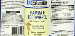 Label for Gamma E Tocopherol With Sesame Lignans