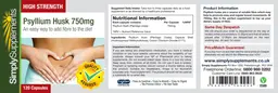 Label for High Strength Psyllium Husk 750 mg