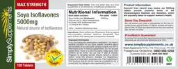 Label for Max Strength Soy Isoflavones 5000 mg