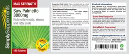 Label for Max Strength Saw Palmetto 3000 mg
