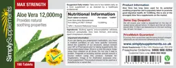 Label for Max Strength Aloe Vera 12,000 mg