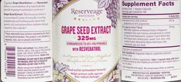 Label for Grape Seed Extract 325 mg