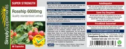 Label for Super Strength Rosehip 6000 mg
