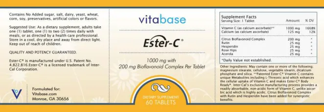 Label for Ester-C 1000 mg