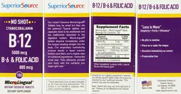 Label for B-12 5000 mcg B-6 & Folic Acid 800 mcg