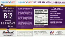 Label for Methylcobalamin B-12 5000 mcg B-6 & Folic Acid 800 mcg