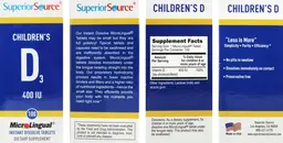 Label for Children's D3 400 IU