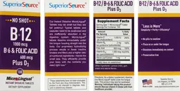 Label for B-12 1000 mcg B-6 & Folic Acid 600 mcg Plus D3