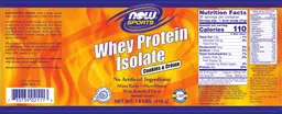 Label for Whey Protein Isolate Cookies & Creme