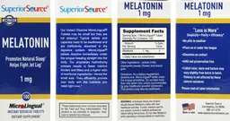 Label for Melatonin 1 mg