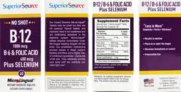 Label for B-12 1000 mcg B-6 & Folic Acid 400 mcg Plus Selenium