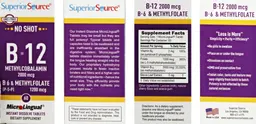 Label for B-12 Methylcobalamin 2000 mcg B-6 & Methylfolate