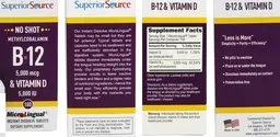 Label for Methylcobalamin B-12 5,000 mcg & Vitamin D 5,000 IU