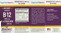 Label for Advanced B-12 2000 mcg B-6/Folic Acid 600 mcg