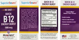 Label for Quick B-12 Energy Burst 1000 mcg
