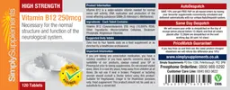 Label for High Strength Vitamin B12 250 mcg