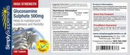 Label for High Strength Glucosamine Sulphate 500 mg