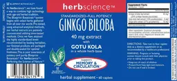 Label for Standardized-Full Potency Ginko Biloba 40 mg extract