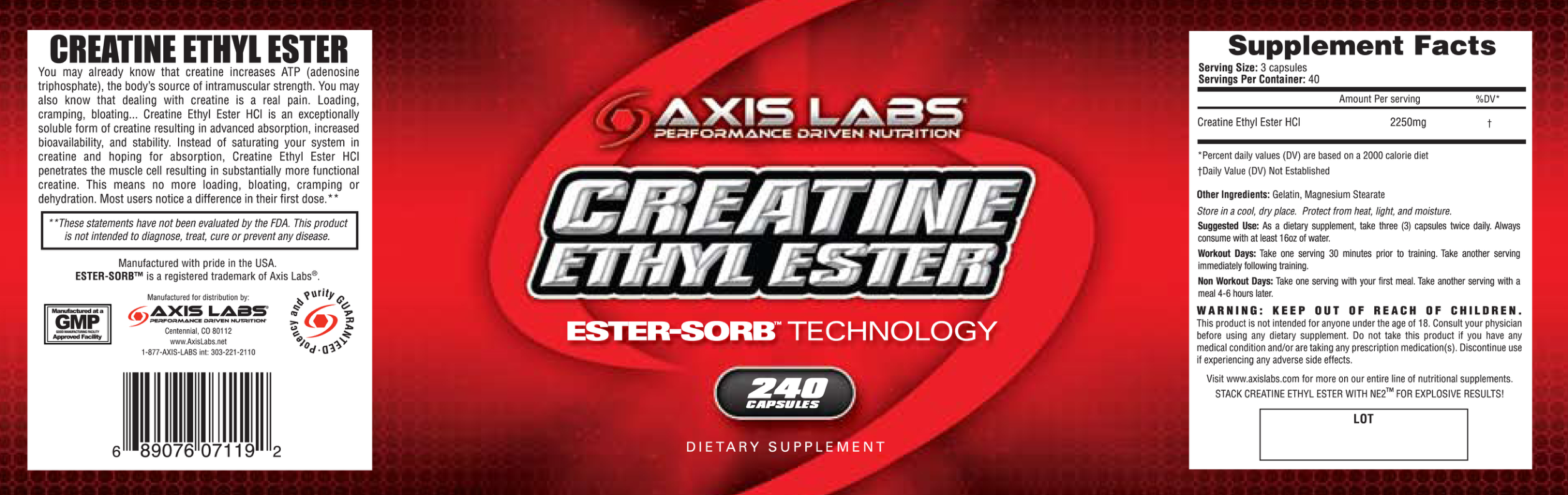 Label for Creatine Ethyl Ester