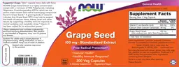 Label for Grape Seed 100 mg