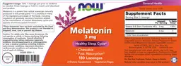 Label for Melatonin 3 mg