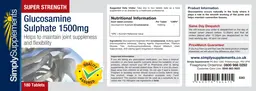 Label for Super Strength Glucosamine Sulphate 1500 mg