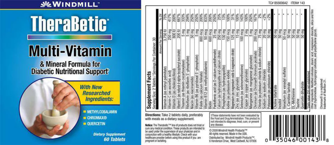 Label for TheraBetic Multi-Vitamin